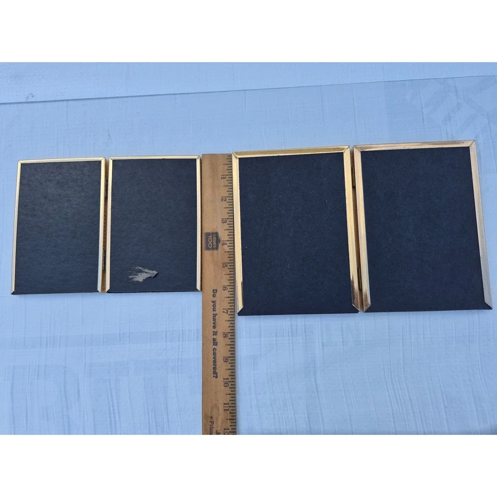 Vintage Intercraft Gold Metal Folding Double Picture Frames Set of 2 Beaded Edge